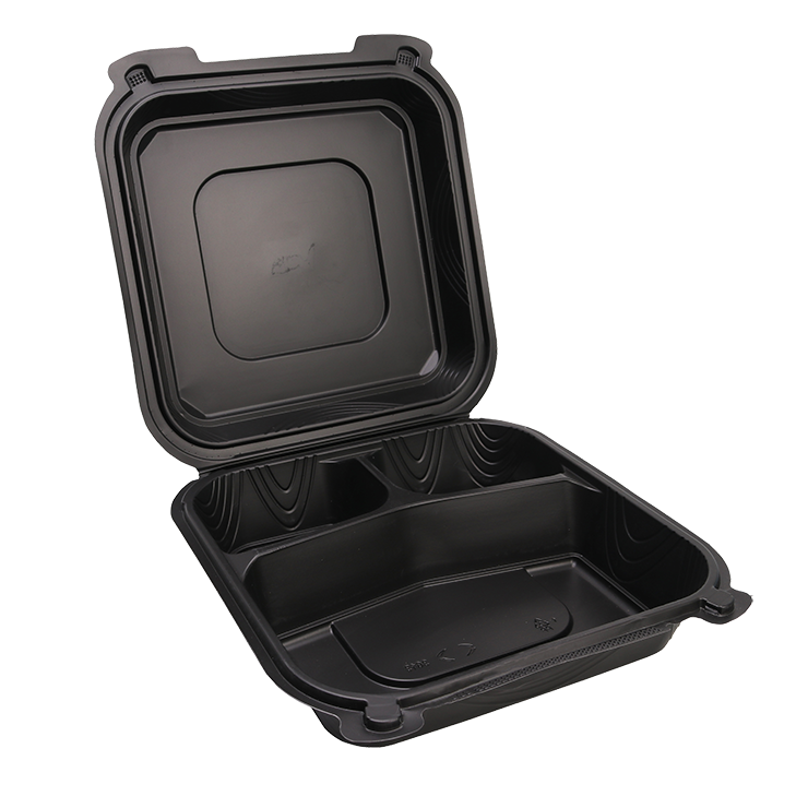 Sunshine Supply Company offers food businesses with supplies such as this eight inch three compartment hinged container.