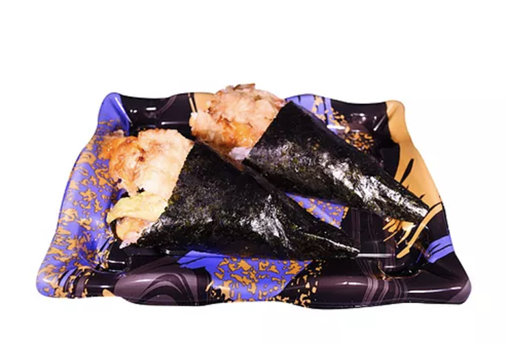 Sunshine Supply Company can help your restaurant with black patterned rectangular sushi plates like these.